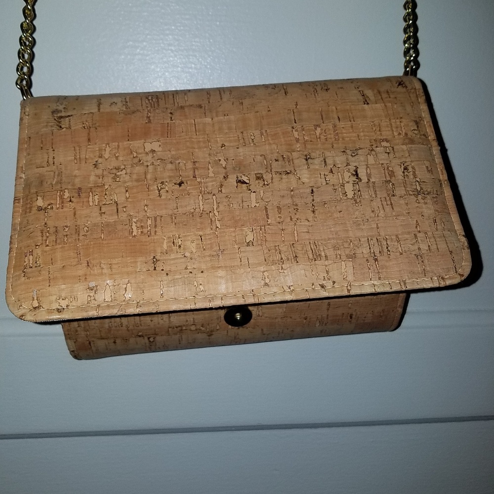 Cork (clutch) with gold  strap small bag